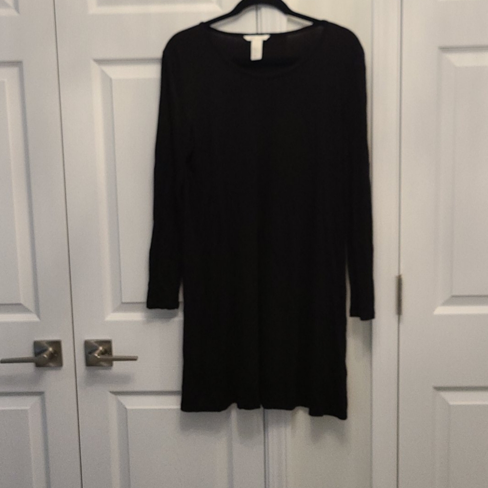 HM Black long sleeve basic swing mini dress